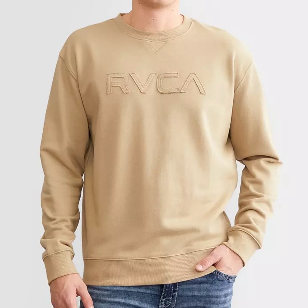 Men’s NWT RVCA Stitched Pullover Sweatshirt‎ In Tan Size Small MSRP $70
